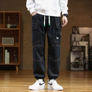 Autumn Spring New Instagram Fashion Large Size Fat Jeans Loose and Casual Korean Style Small Feet Pants for Men