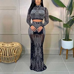 Basic Casual Dresses Womens Ball Dress Evening Dress Elegant and Sexy Hot Diamond Ski Set Womens Autumn 2022 J240523