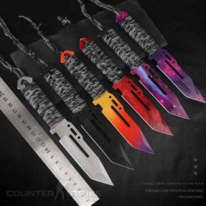 Camping Hunting Knives Steel Fixed Blade Hunting Knife CSGO Game Military Tactical Knife Outdoor Camping Knife Fishing Leather Sheath Q240522