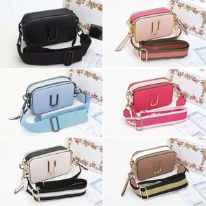 Designer Bag Snapshot Multicolor Shoulder Bags Camera Crossbody Glitter Strap Purse Dual Top Zip Inside Partition Avtagbar justerbar webbingband