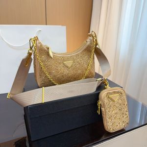 Luksusowe najwyższej jakości diamentowe płótno hobo designerskie torby na ramię dla kobiet pakiet klatki piersiowej moda
