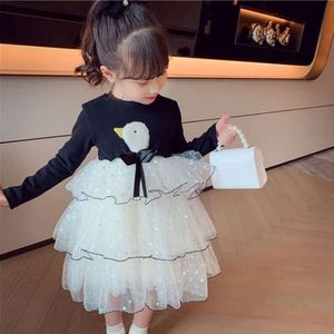 Long Sleeve Toddler Girl Princess Tulle Pink White Dress for Girls 2 3 4 5 Years L2405
