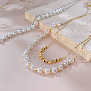 Women Necklace Designer Necklace Chains Stainless Steel Pearls Beaded Pendans Women Necklaces Fashion Jewelry High Quality