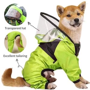 Dog Apparel Pet Raincoats Waterproof Transparent Hooded Jumpsuit Rainwear Soft PU Jaket Puppy Poncho Clothes Rainy Day Necessities