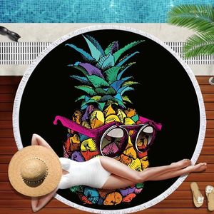 Handtuchkarton Ananas runder Strand Quasten Bohemian Flamingo Große Decke Picknick Yogamatte Boho Tischdecke