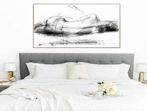 Czarna biała seksowna kobieta plakaty i druki sypialnia dekoracja ściany
