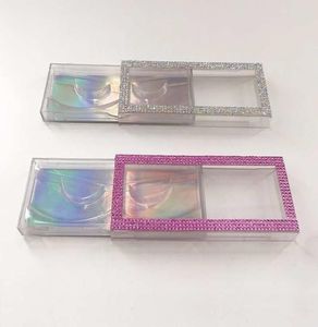 3D 5D Mink Eyelashes Custom Packaging Empty Glitter Rhinestone Box Selling Natural Mink False Lashes2307486