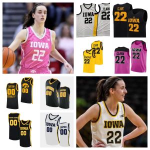 Iowa „Hawkeyes” koszulka do koszykówki NCAA college Caitlin Size Młodzież Mężczyzn biały żółty runda v Collor