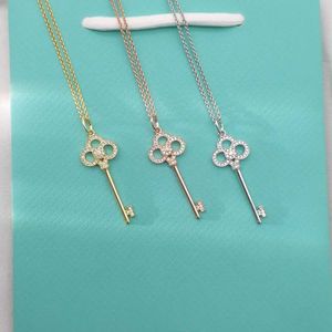 Designer's Brand S925 Pure Silver Collace Womens Gold Rose set Diamond Key Crown Heart Clavicle Chain Clavicle Chain Style Instagram Style