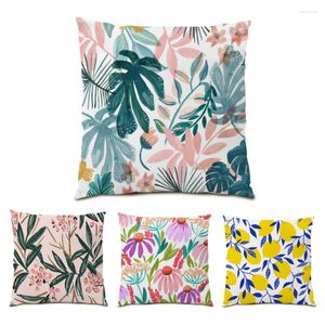 Kudde 45x45 s täcker blad soffa dekorativ kudde sammet polyester linne soffor färgglada vardagsrum blommor serie hem e0420