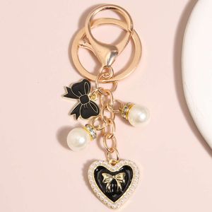 Creativity Handmade Keychain Hat Bowknot Crown Pearl Ring Sweet Key Chains For Women Girls Bag Accessorie DIY Jewelry Gifts