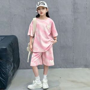 Mädchen Sommer koreanischer Stil Fashion 2pcs T-Shirts+Hosen Anzüge 5-15 Jahre Teenager Kinder Sport Streetwear Sets Kinder Kleidung L2405