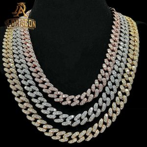Luxury Moissanite Diamond 10mm S925 Sterling Silver Gold Plated American Cuban Chain Necklace Sets