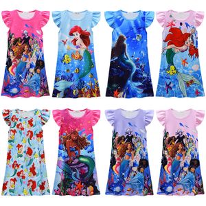 Little Mermaid Ariel Princess Dress for Girls Loungewear Crianças Crianças Crianças Domenses Night Night Night Casual Casual Girl Roupos L2405