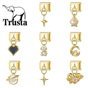Charms Trusta 2024 Fashion Heart Star Crown Charm Links Italian Fit Bracciale in acciaio inossidabile da 9 mm per donne gioielli fai -da -te all'ingrosso N181