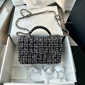 10A Top Quality Mini Handbag Tweed Crossbody Bag With Top Handle Designer Bag For Women Sequin Evening Bag With Box C033B