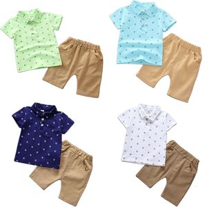 Boy Clothing Summer Clothes Children's Fashion Shorts Shorts 0-5 år gammal Fish Hook Football Fanl Set Lapel L2405