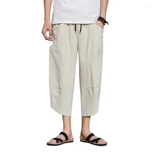 Erkek pantolon yaz tarzı Çin tarzı ince keten büyük boy gevşek harlan modaya uygun pamuk ve gündelik şort