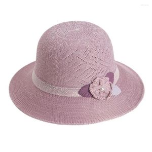 Breda randen hattar spets båge stor sol blomma broderi casual sunshade cap uv skydda fiskare hatt sommar