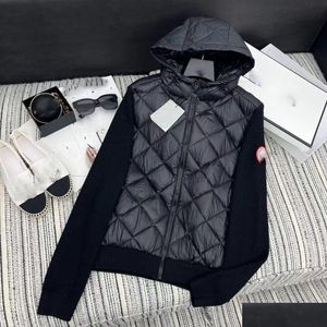 Womens Down Parkas 23 Autumn And Winter New Casual Lazy Work Knitted Sleeve Mens Hooded Jacket Drop Delivery Apparel Clothing Outerwea Dh8Nh