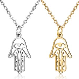 Fashion Charm Women Hand Pendant Necklaces 14K Gold Hand of Fatima Pendant Necklaces Jewelry Gift