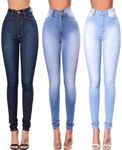 Jeggings Jeans для женщин синие джинсы с высокой эластичной эластичной эластич