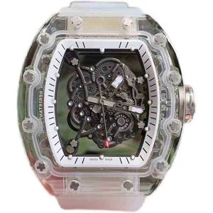 Armbandsur Richamill Designer Luxury Crystal Watches Transparenta Men's Automatic Mechanical Watch Hollowed Technology Cool