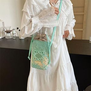 الأزياء الفاخرة المسائية الحقيبة الفرنسية راتان منسوجة حقيبة العائلة الساحلية