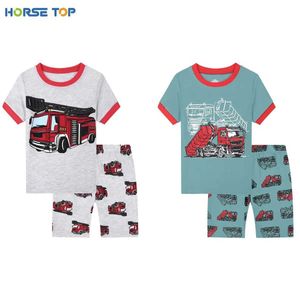 Pyjamas pojkar shorts sätter pojkar och småbarn eld lastbil sömnkläder sommarkläder wx5.21