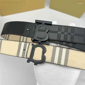 Belts Luxury Belts Vintage Plaid Designer Gold Plated Letter Smooth Buckle Two Sided Cintura Cowhide Adjustable Size Pattern Cotton