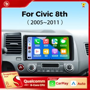 Rádio de DVD de carro para Honda Civic 8th 2005-2011 CarPlay Android Auto Qualcomm Car estéreo Multimedia Player 4G WiFi DSP 48EQ 2 DIN