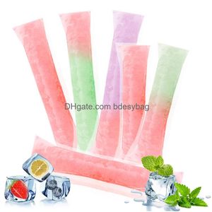 Ice Cream Tools Disposable Popsicle Bag Pop Mold Bags Sticks Zer Tubes With Sile Funnel For Fruit Yogurt Smoothies Drop Delivery Ot6Ec