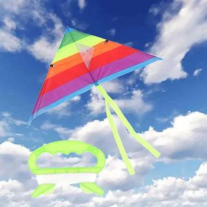 Kite Accessories New Colorful Triangle Rainbow Kite Flying Toys Kite For Children Kids With 30M Kite String Outdoor Fun Sports Kites Toys