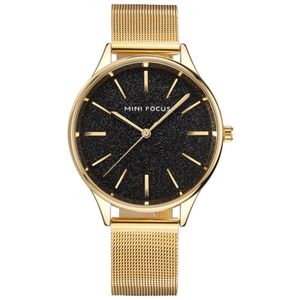 Luxury Shiny MINI FOCUS Womens Watch Japan Quartz Movement Stainless Steel Mesh Band 0044L Ladies Watches Wear Resistant Crystal 257R