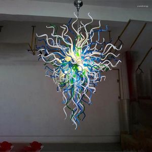 Chandeliers Large Modern Art Deco Blue Murano Glass Foyer Decor LED Luxury Lightings