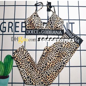 Leopard wydrukowane sportowe fitness spodni luksusowe kobiety jogi stroje damskie prowadzące topy legginsy