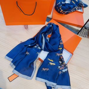 Modedesigner H Silk Scarf For Women Luxury Scarf Classic Spring Silk Scarves Soft High Quality Lady Shawl 90x180 10a Polyester Chiffonpaisley Balaclava