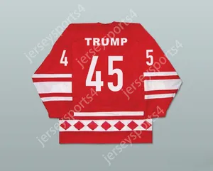 Пользовательский Дональд Трамп 45 CCCP Команда Russia Red Hockey Jersey Fake News Top Top Stuthed S-M-L-XL-XXL-3XL-4XL-5XL-6XL