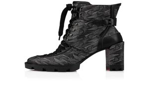 مكتنزة من المطاط امرأة الكاحل أحذية مصممة فاخرة مصممة ريد بوتوم أحذية عالية الكعب Macademia Lace Up Martin Boot Quality مع Box4945080