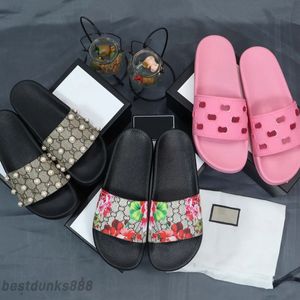 Designer Sandalen Objektträger Frauen Männer Hausschuhe mit Schachtel Blumen Brokat Italien Pantoffeln Paris Neue Gummi -Objektträger Sandalen flache Böden Flip Flops gestreift