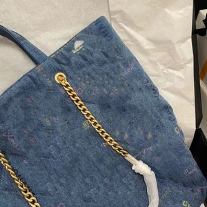 denim tote bag denim shopping bag tote chain bag