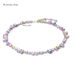 Swarovskis Necklace Sailormoon Flowing Light Colorful Candy Necklace for Women Using Swallow Element Crystal Rainbow White Snake Bone Chain top quality 24ss 326