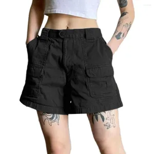 Kvinnors shorts Kvinnor Lady Stylish Cargo med flera fickor Löst passform Retro Design för Streetwear Hip Hop