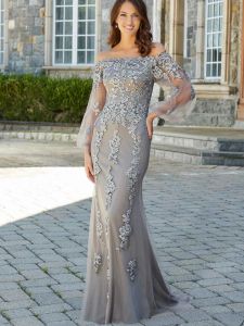 Graceful Off The Shoulder Mother Of The Bride Dress For Wedding Sparkly Sequins Appliques Prom Dresses Modest Long Evening Gown