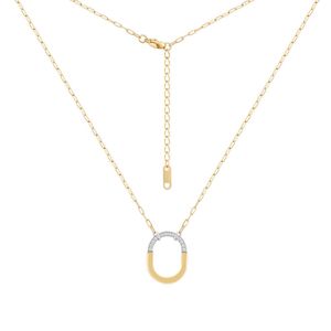 Designer's 18K gold-plated titanium steel fashionable design Brand Lock lock half diamond medium U-shaped personalized versatile necklace P3441