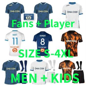 23 24 25 Marseilles Mbemba Veretout Soccer Jerseys 2024 2025 Maillot Foot Om Vitinha Guendouzi Gigot Harit Clauss 축구 셔츠 남성 유니폼 팬 플레이어 버전