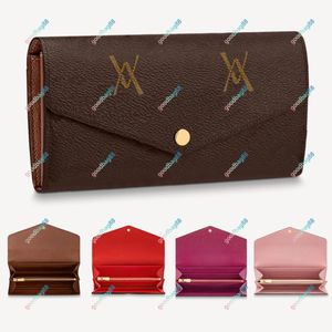 Designer Wallet Coin Card Holders Purse Högkvalitativ Sarah Key Pouch Leather -kuvert Plånböcker Kreditkortshållare Flera färger och ST 257N