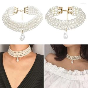 Choker Multi-Strand Simulated Pearl Necklaces Statement Bridal Necklace Fashion Accessories Multi-Layer