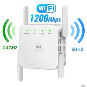 Routers 5Ghz Wireless Wifi Repeater 1200Mbps Router Booster 2.4G Long Range Extender 5G Signal Amplifier 221019 Drop Delivery Comput C Otone