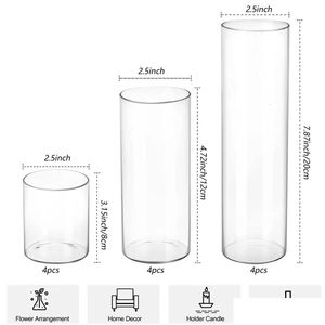 花瓶ガラスシリンダー花瓶ハリケーンキャンドルホルダーは、センターピースのための3つの異なるサイズの高さ330915ドロップデリバリーホームGarde DH50J